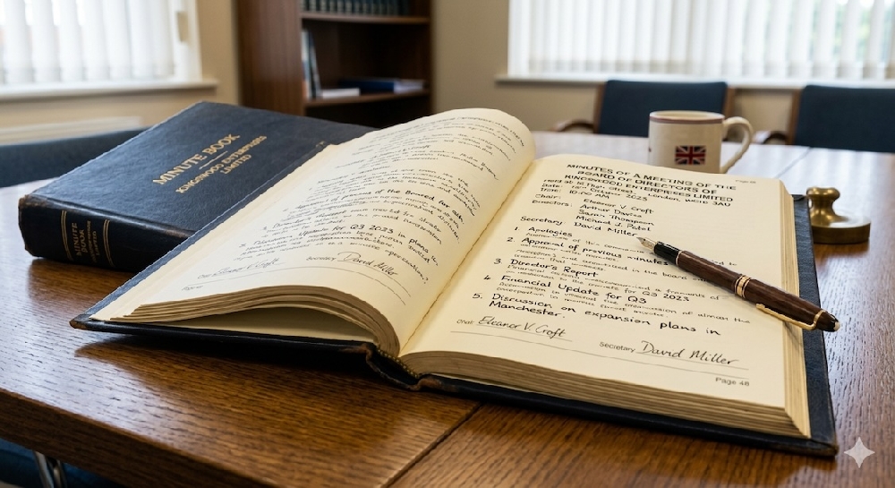 corporate minutes book for UK company